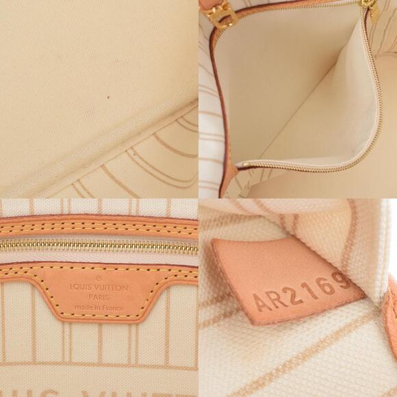 Louis Vuitton White Azur Damier Canvas Tote Bag Neverfull - Picture 11 of 12